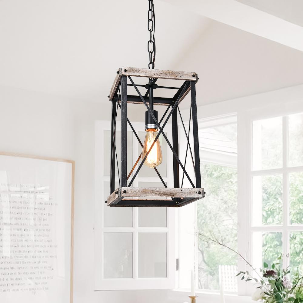 Xenonlux Rustic Square Wood Pendant Light