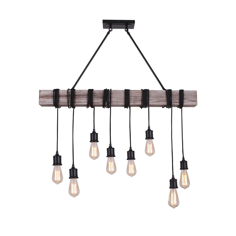 Ljosalf Rustic Linear Wood Chandelier