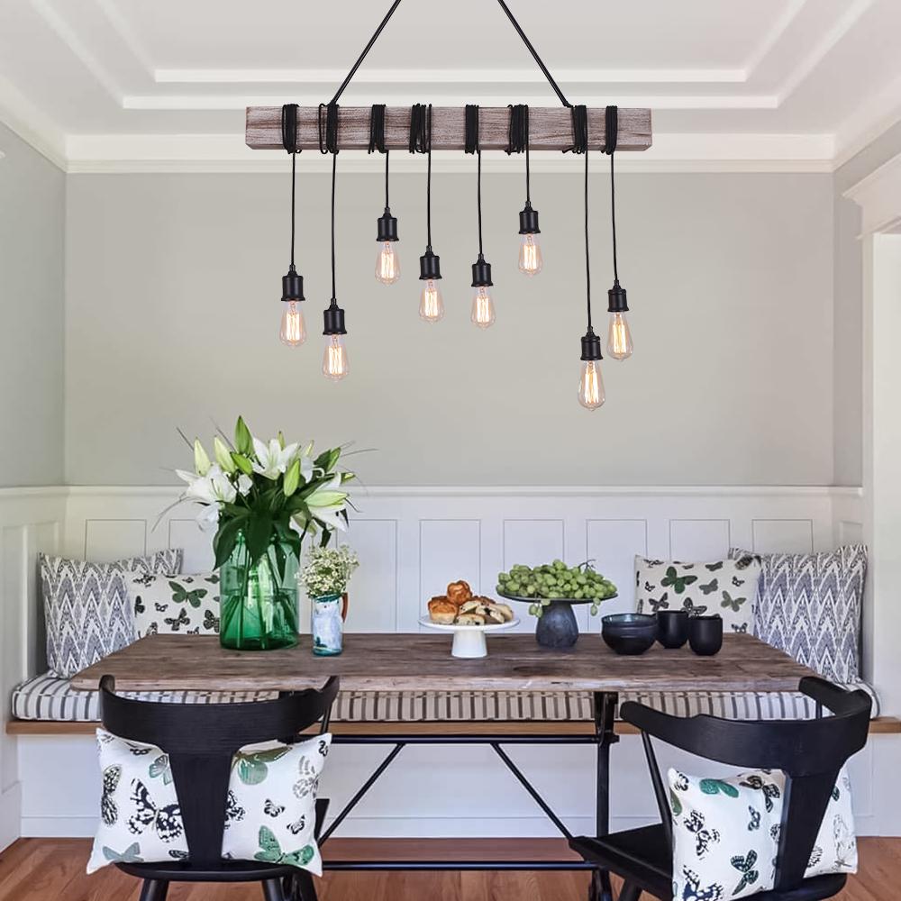 Ljosalf Rustic Linear Wood Chandelier