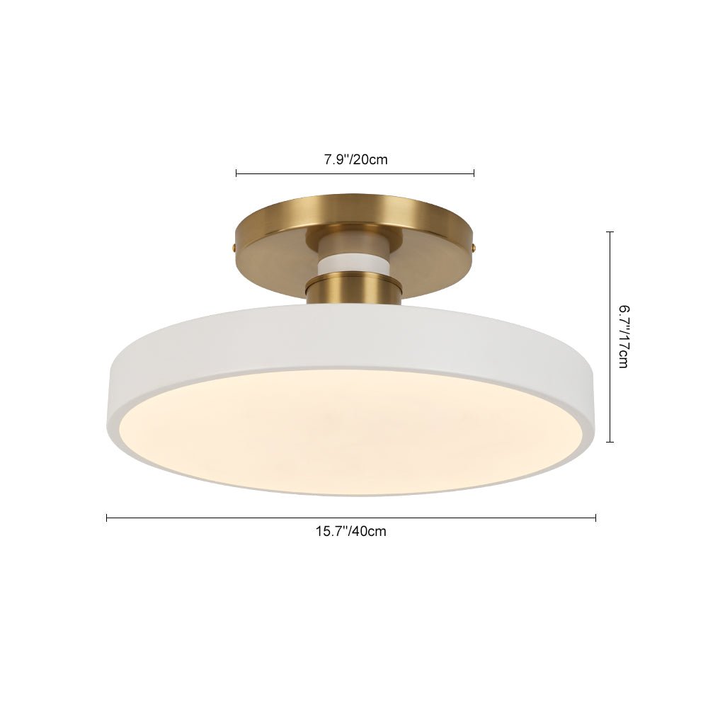 Fljota Scandinavian Brass LED Metal Semi Flush Light