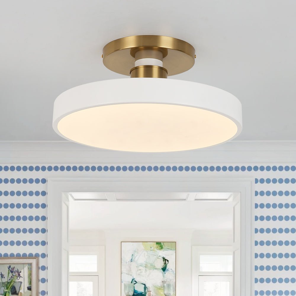 Fljota Scandinavian Brass LED Metal Semi Flush Light