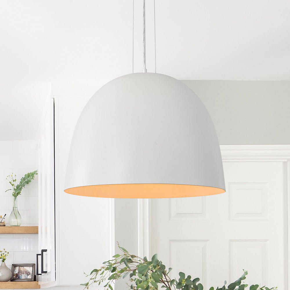 Alvuvyr Scandinavian Oversized White Metal Pendant Light