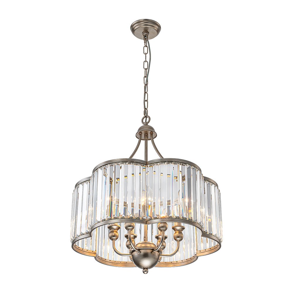 Waegnuvix Shabby Chic Antique Silver Crystal Pendant Light