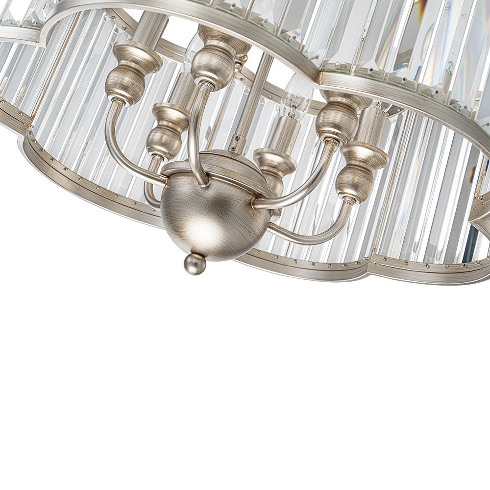 Waegnuvix Shabby Chic Antique Silver Crystal Pendant Light