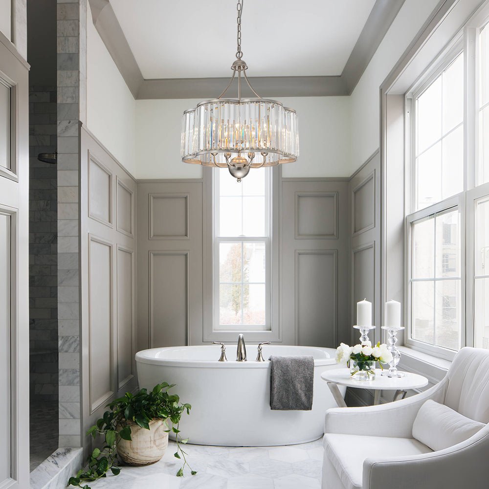 Waegnuvix Shabby Chic Antique Silver Crystal Pendant Light