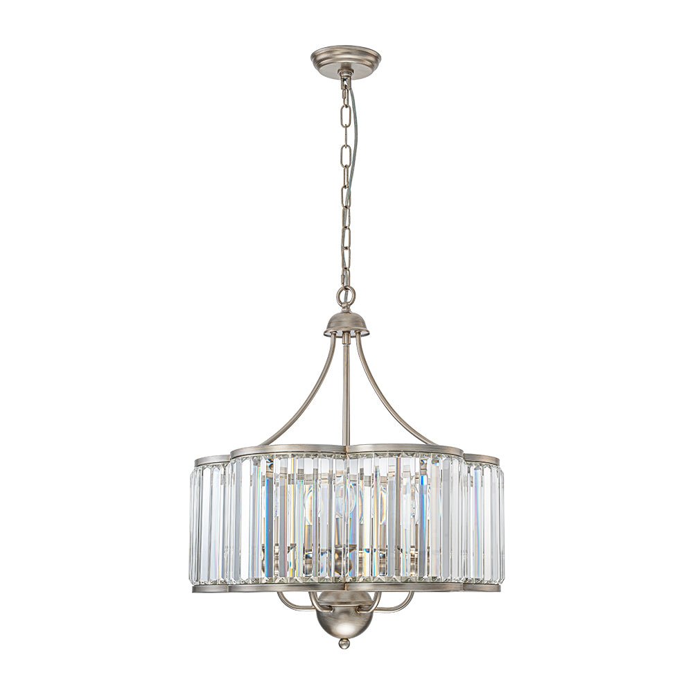 Waegnuvix Shabby Chic Antique Silver Crystal Pendant Light