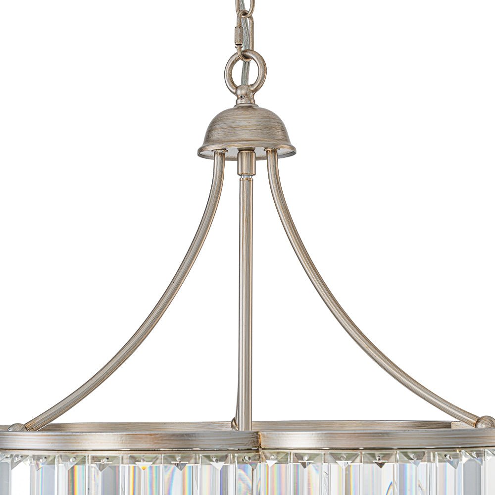 Waegnuvix Shabby Chic Antique Silver Crystal Pendant Light