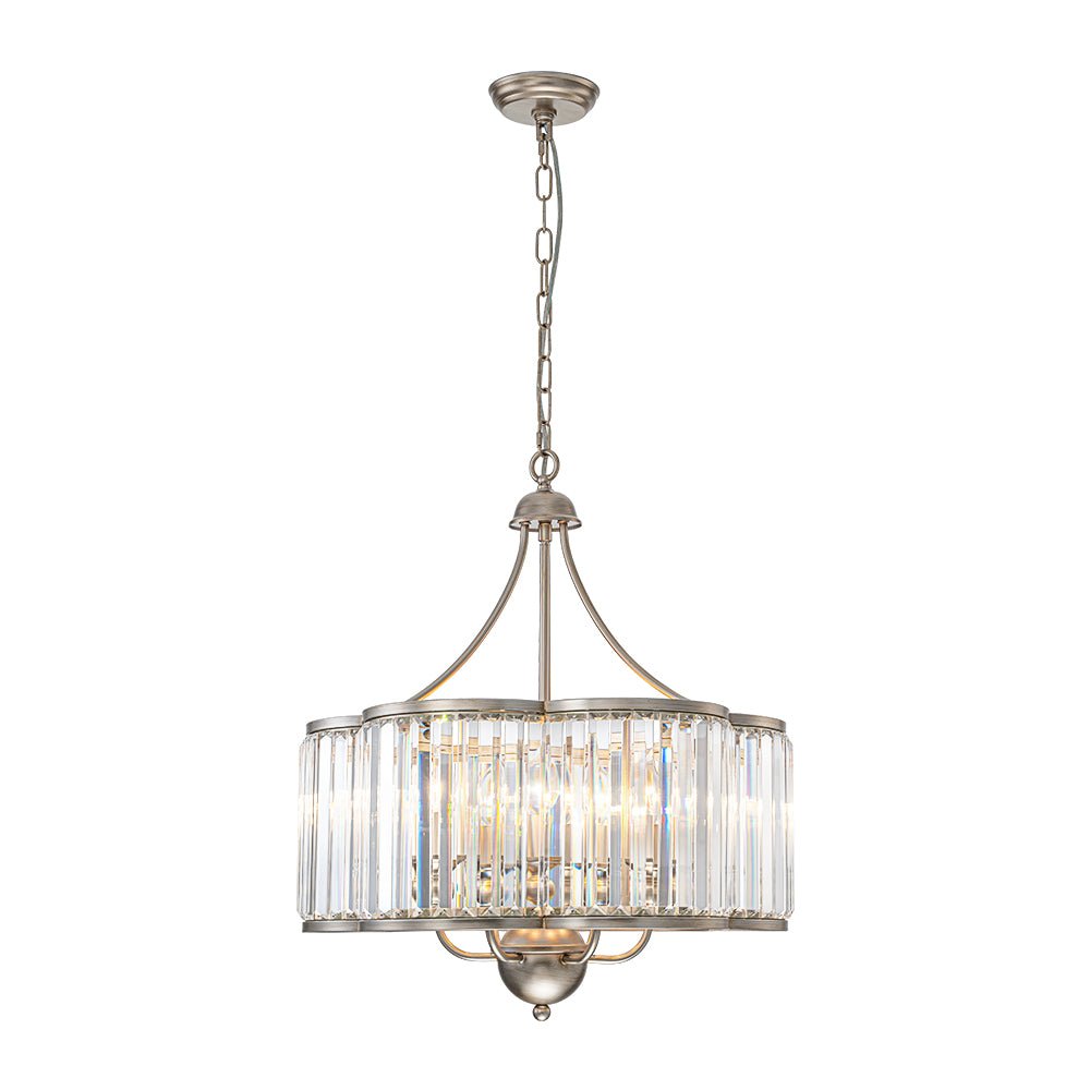 Waegnuvix Shabby Chic Antique Silver Crystal Pendant Light