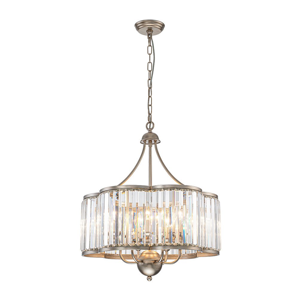 Waegnuvix Shabby Chic Antique Silver Crystal Pendant Light