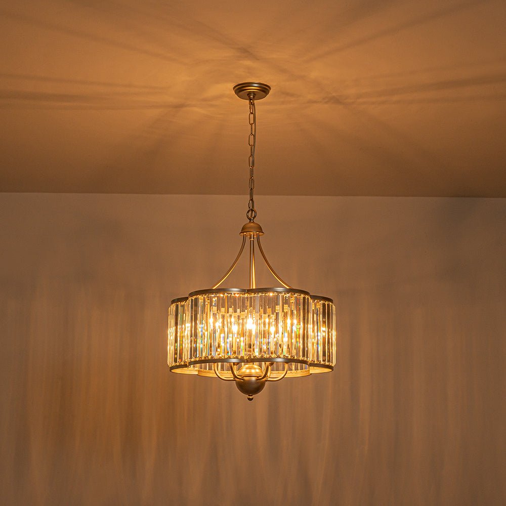 Waegnuvix Shabby Chic Antique Silver Crystal Pendant Light