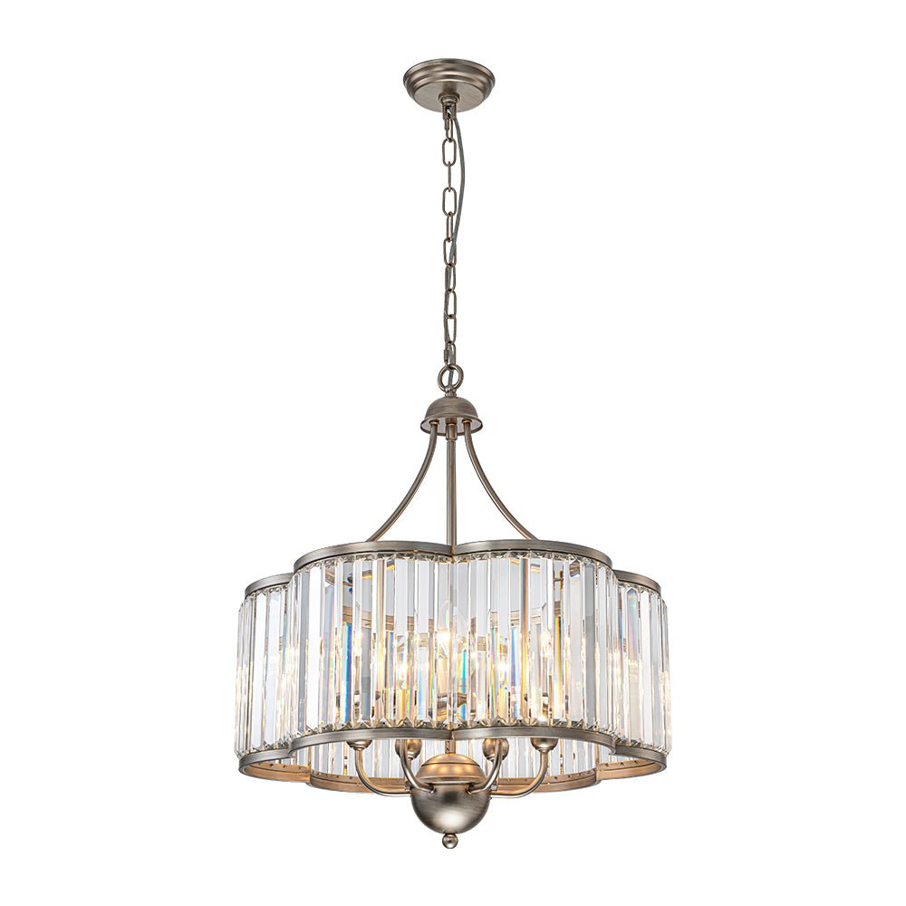 Waegnuvix Shabby Chic Antique Silver Crystal Pendant Light