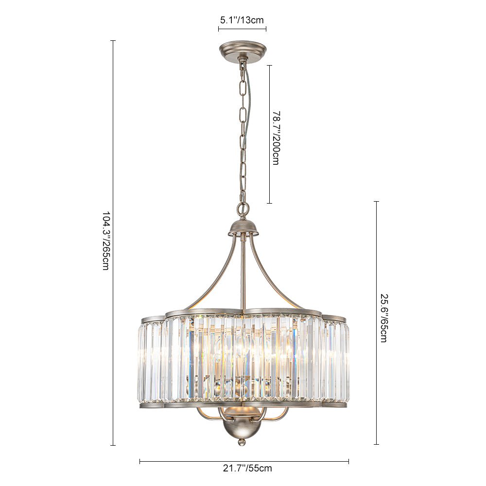 Waegnuvix Shabby Chic Antique Silver Crystal Pendant Light