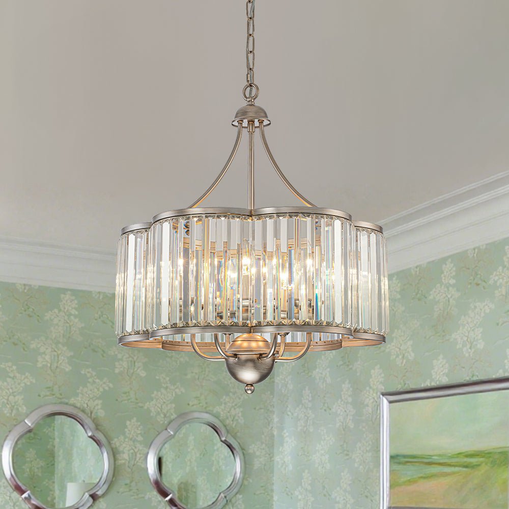 Waegnuvix Shabby Chic Antique Silver Crystal Pendant Light
