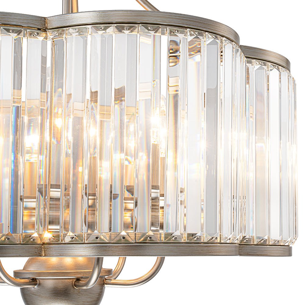 Waegnuvix Shabby Chic Antique Silver Crystal Pendant Light