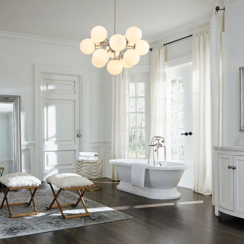 Havn Modern Lustre Opal Glass Semi Flush Chandelier - Lamp Copper