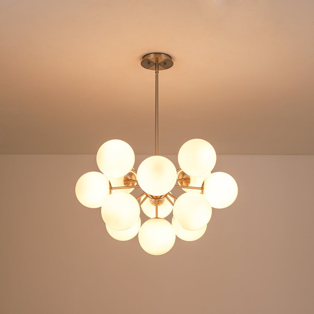 Havn Modern Lustre Opal Glass Semi Flush Chandelier - Lamp Copper