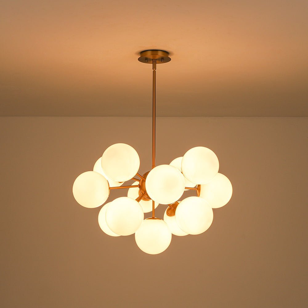 Havn Modern Lustre Opal Glass Semi Flush Chandelier - Lamp Copper