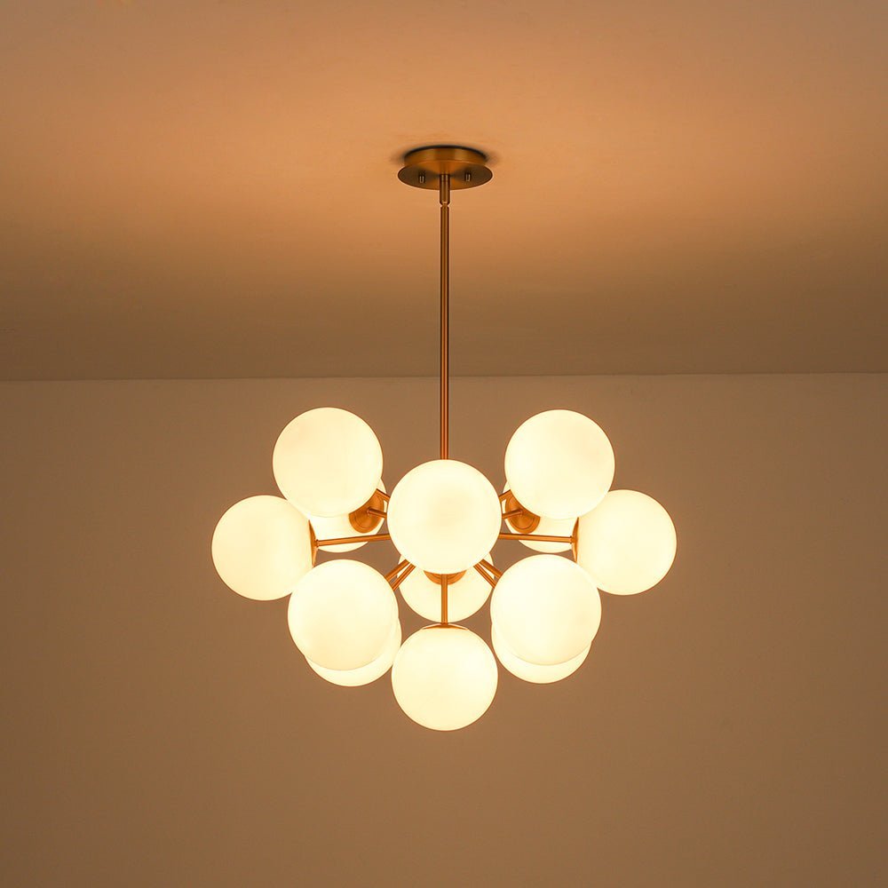 Havn Modern Lustre Opal Glass Semi Flush Chandelier - Lamp Copper