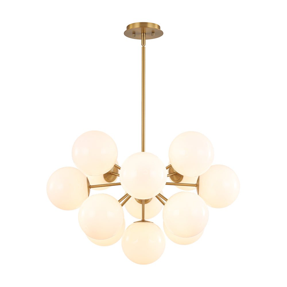 Havn Modern Lustre Opal Glass Semi Flush Chandelier - Lamp Copper