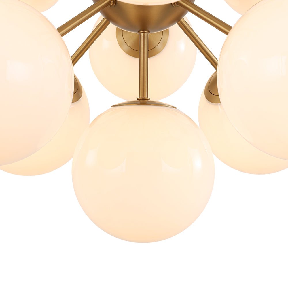Havn Modern Lustre Opal Glass Semi Flush Chandelier - Lamp Copper
