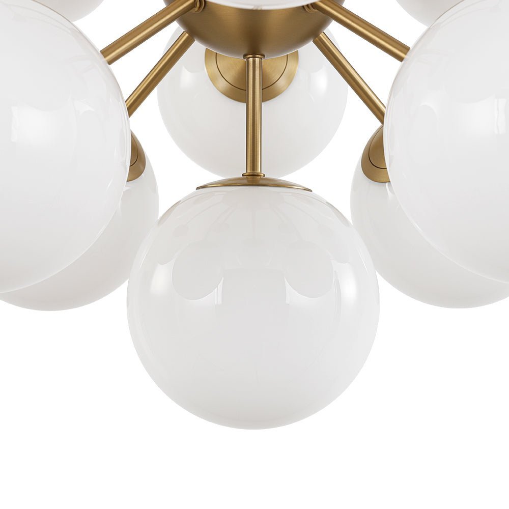 Havn Modern Lustre Opal Glass Semi Flush Chandelier - Lamp Copper