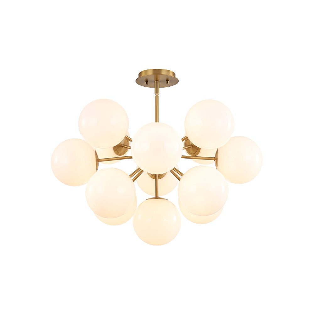 Havn Modern Lustre Opal Glass Semi Flush Chandelier - Lamp Copper