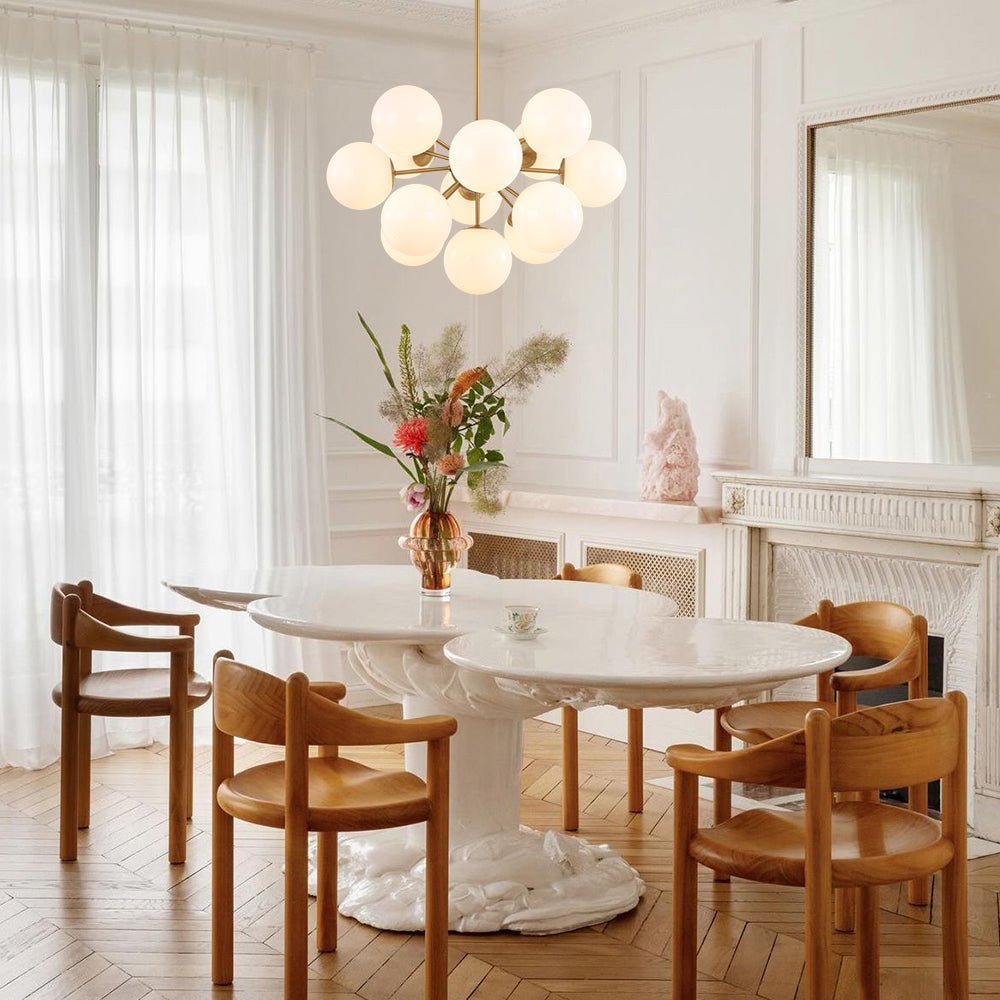 Havn Modern Lustre Opal Glass Semi Flush Chandelier - Lamp Copper