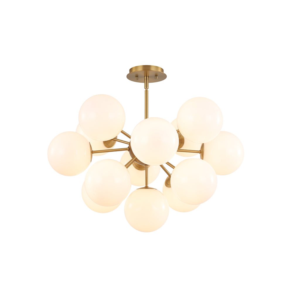 Havn Modern Lustre Opal Glass Semi Flush Chandelier - Lamp Copper