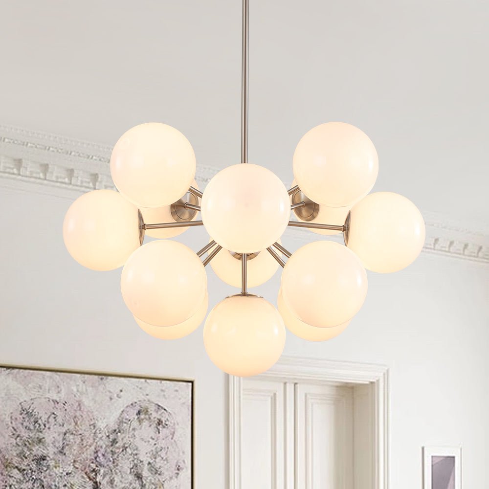 Havn Modern Lustre Opal Glass Semi Flush Chandelier - Lamp Copper