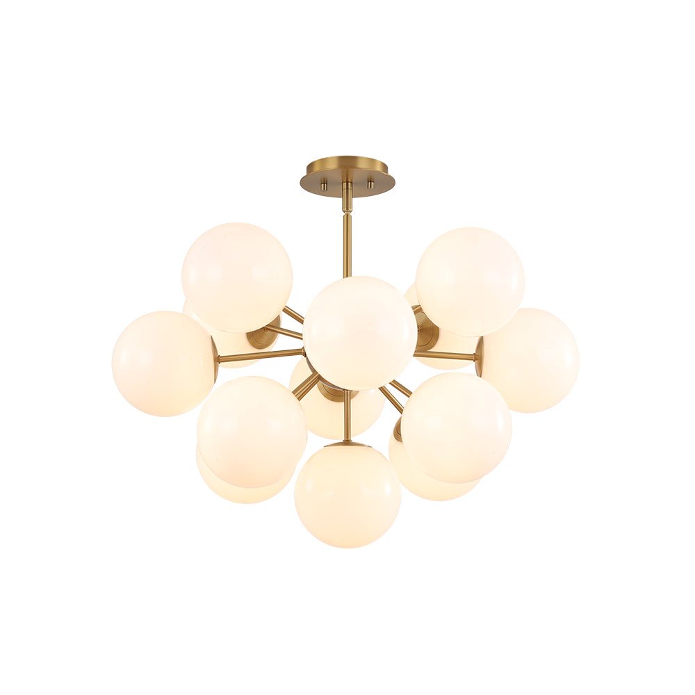 Havn Modern Lustre Opal Glass Semi Flush Chandelier - Lamp Copper
