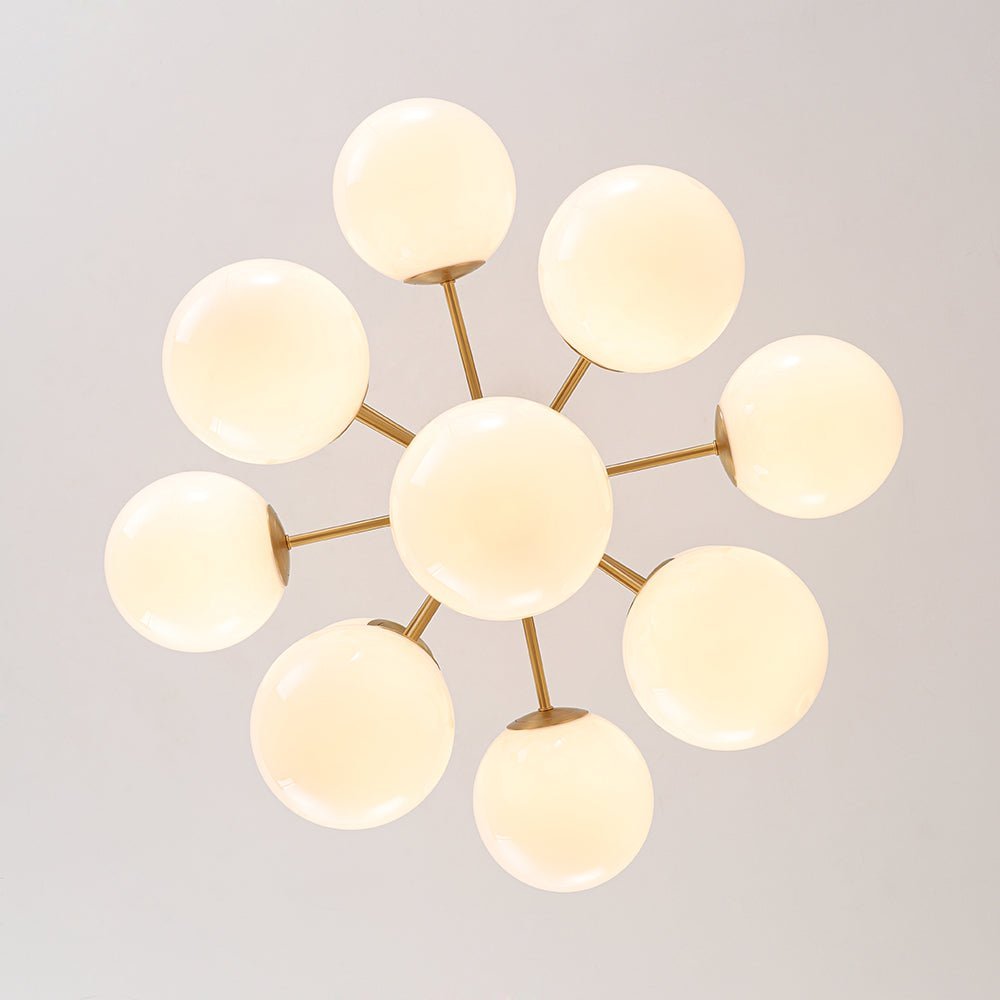 Havn Modern Lustre Opal Glass Semi Flush Chandelier - Lamp Copper