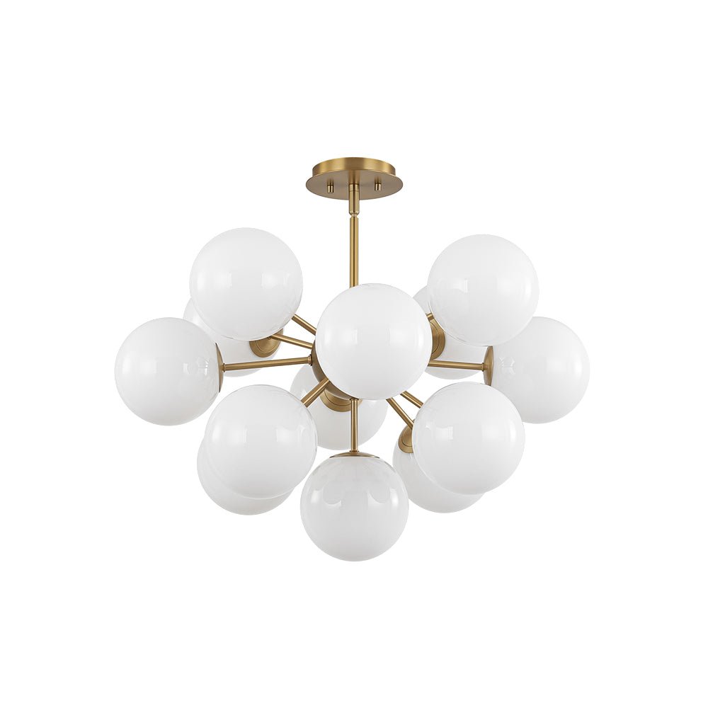 Havn Modern Lustre Opal Glass Semi Flush Chandelier - Lamp Copper