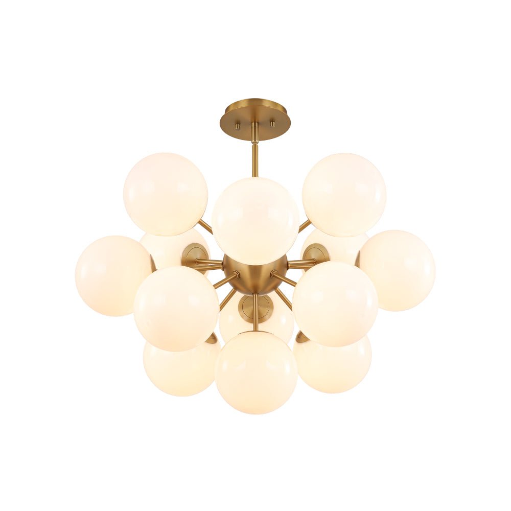 Havn Modern Lustre Opal Glass Semi Flush Chandelier - Lamp Copper