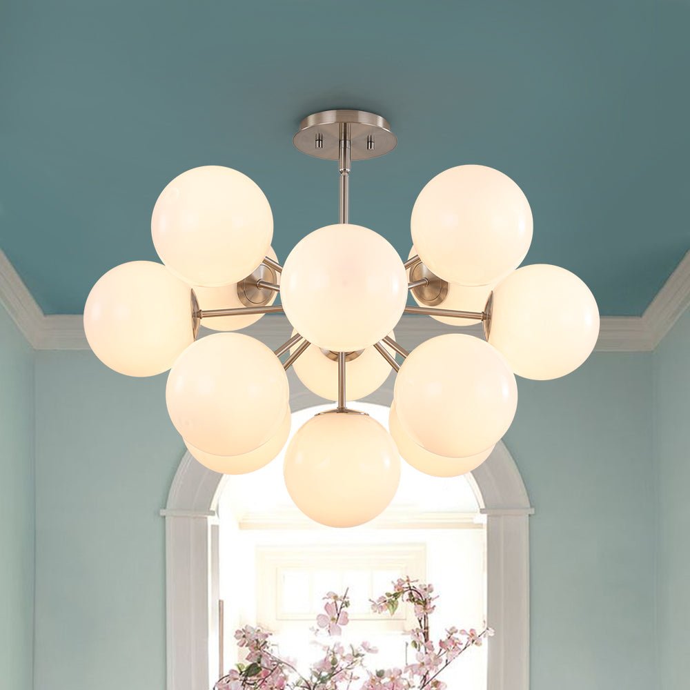 Havn Modern Lustre Opal Glass Semi Flush Chandelier