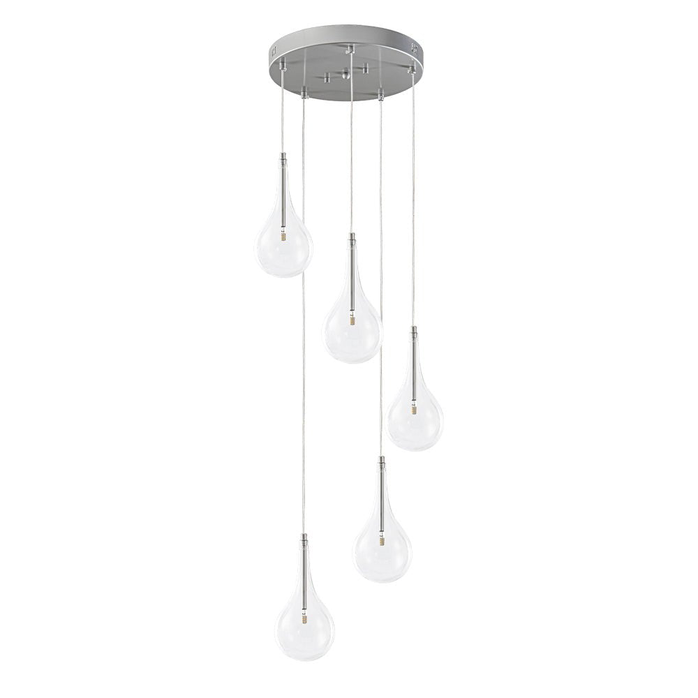Dvaluvum Teardrop Cluster Silver Clear Glass Pendant Light