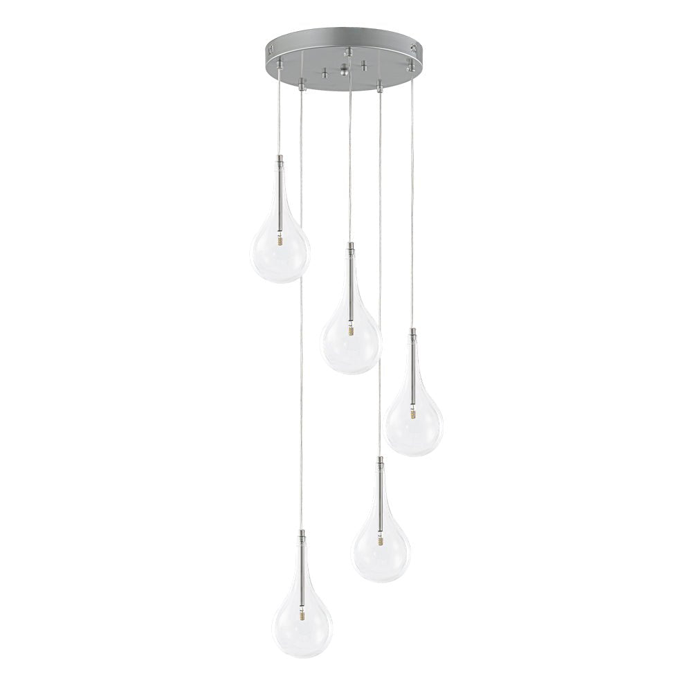 Dvaluvum Teardrop Cluster Silver Clear Glass Pendant Light