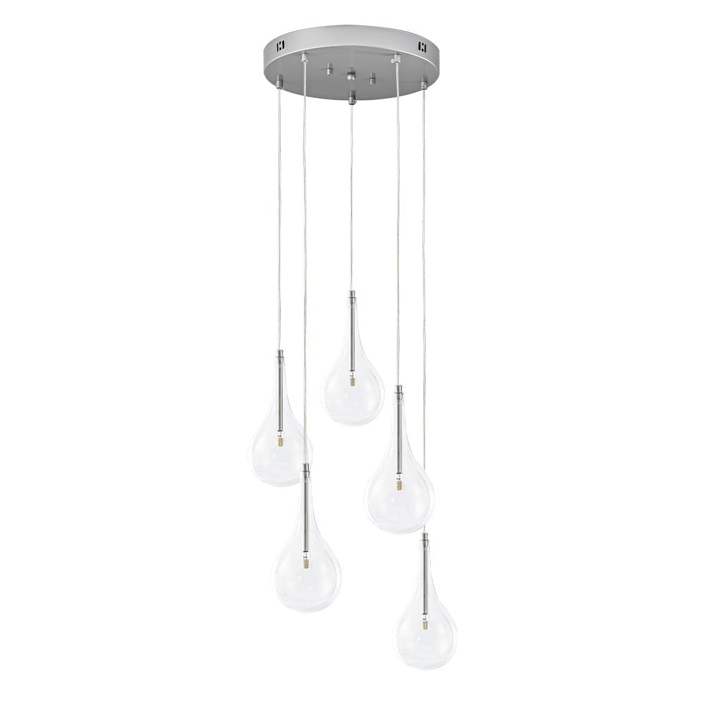 Dvaluvum Teardrop Cluster Silver Clear Glass Pendant Light