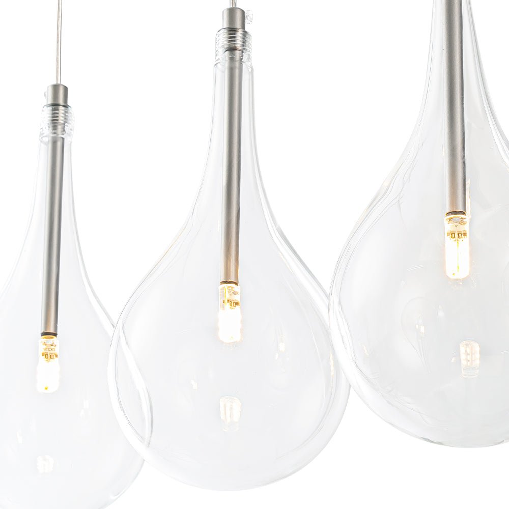 Dvaluvum Teardrop Cluster Silver Clear Glass Pendant Light