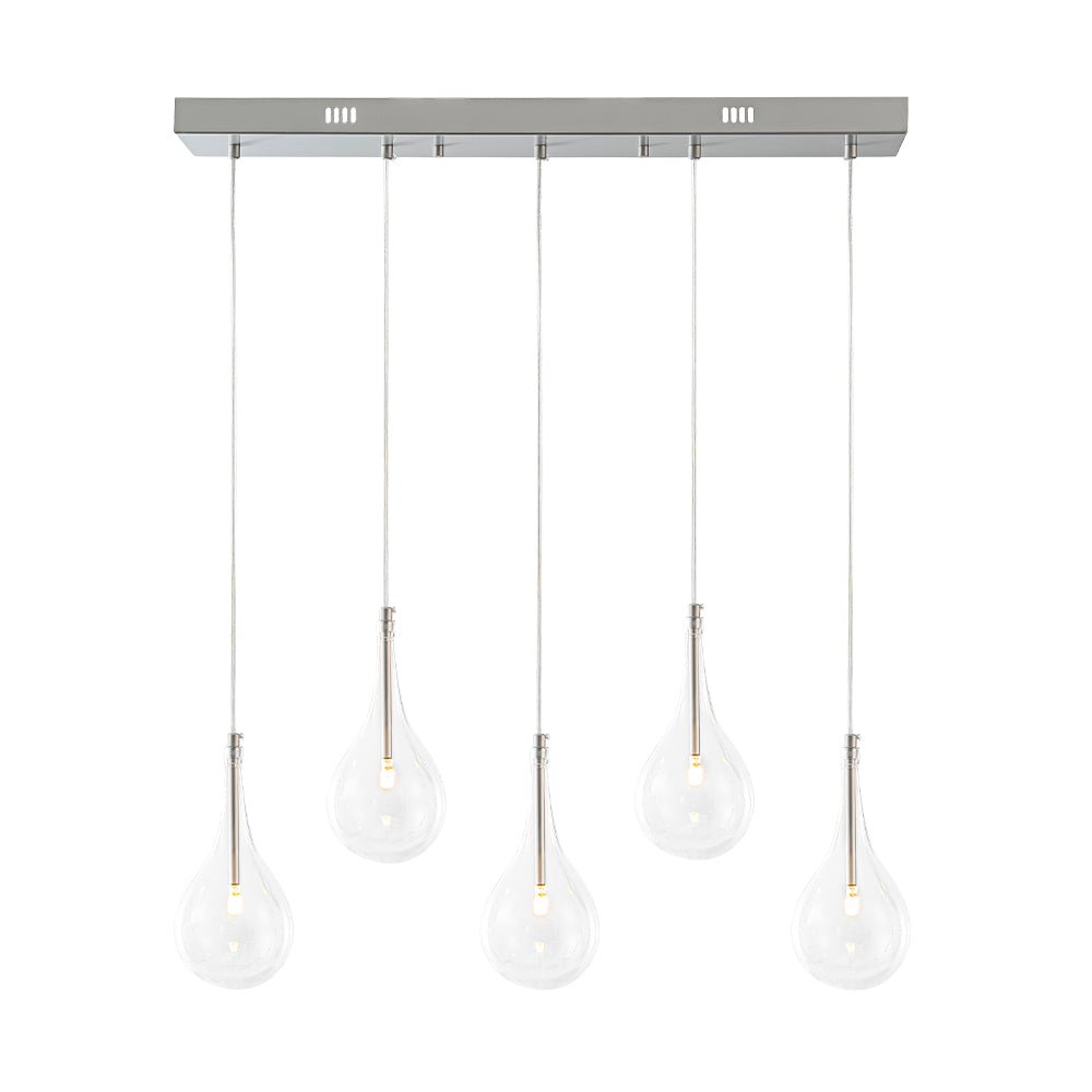 Eirikuvyx Silver Clear Teardrop Linear Glass Pendant Light