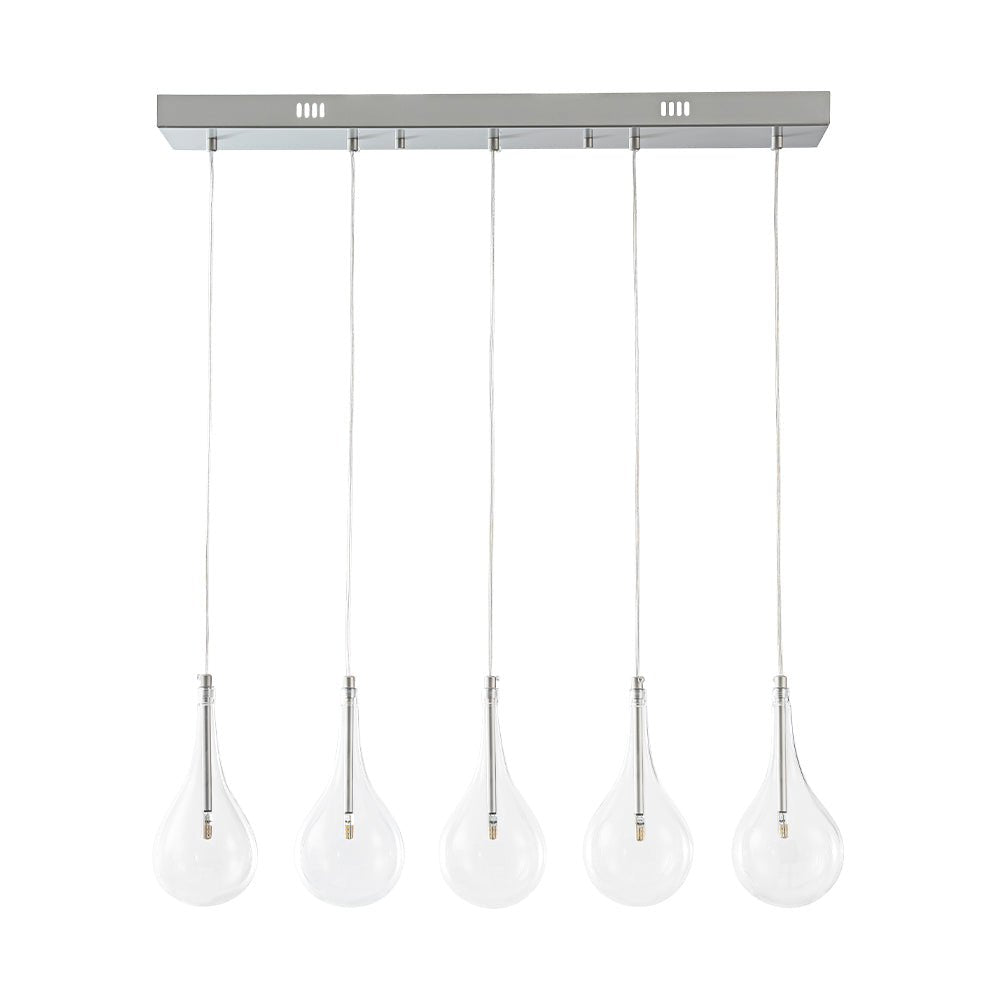 Eirikuvyx Silver Clear Teardrop Linear Glass Pendant Light