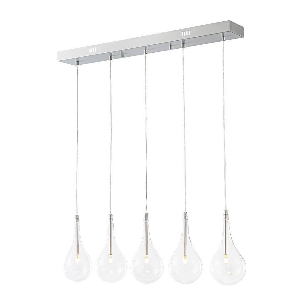 Eirikuvyx Silver Clear Teardrop Linear Glass Pendant Light