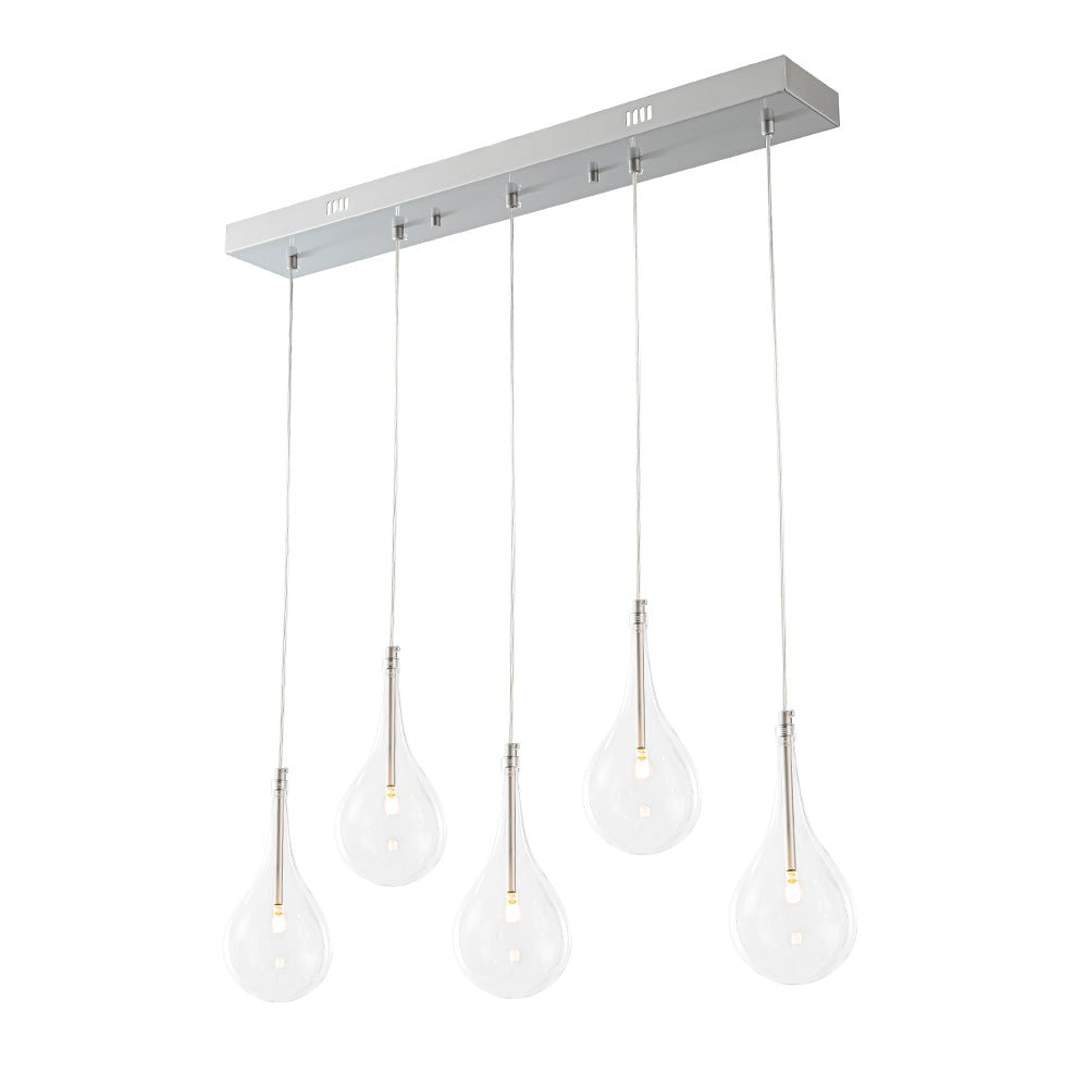 Eirikuvyx Silver Clear Teardrop Linear Glass Pendant Light