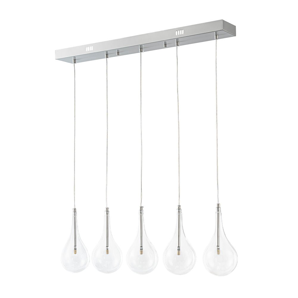 Eirikuvyx Silver Clear Teardrop Linear Glass Pendant Light