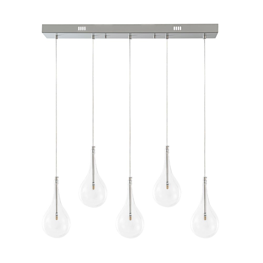 Eirikuvyx Silver Clear Teardrop Linear Glass Pendant Light