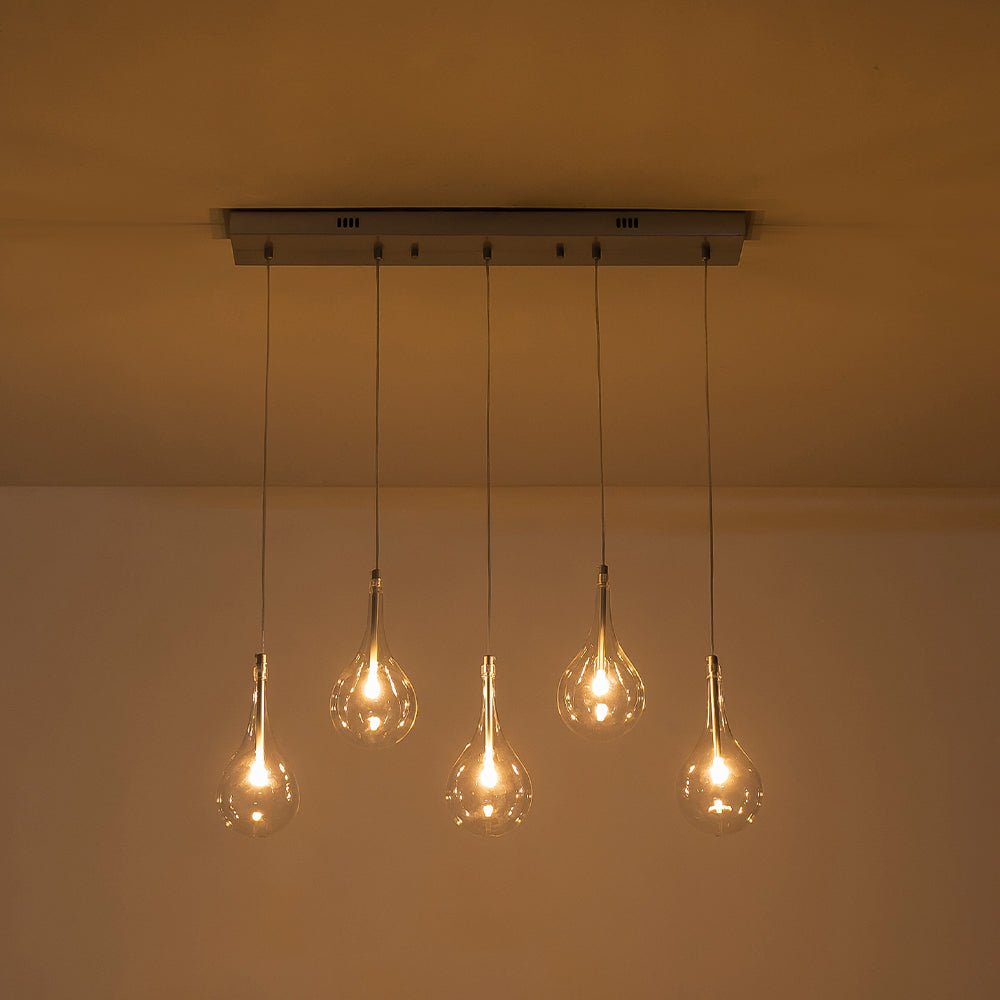 Eirikuvyx Silver Clear Teardrop Linear Glass Pendant Light