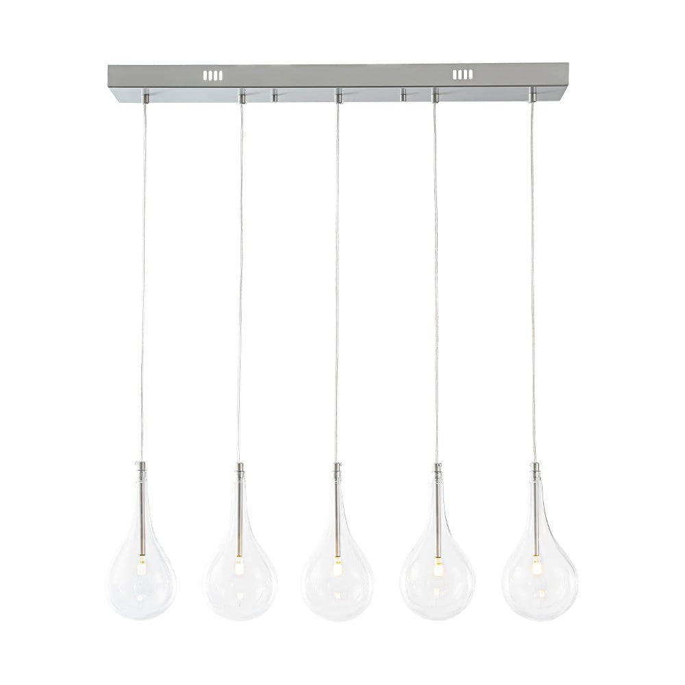 Eirikuvyx Silver Clear Teardrop Linear Glass Pendant Light