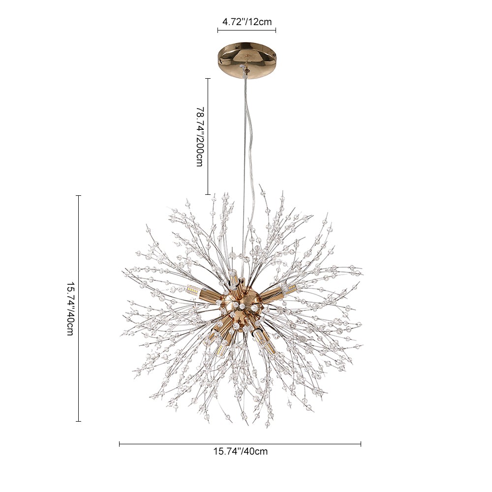 Alvsang Dandelion Crystal Metal Chandelier
