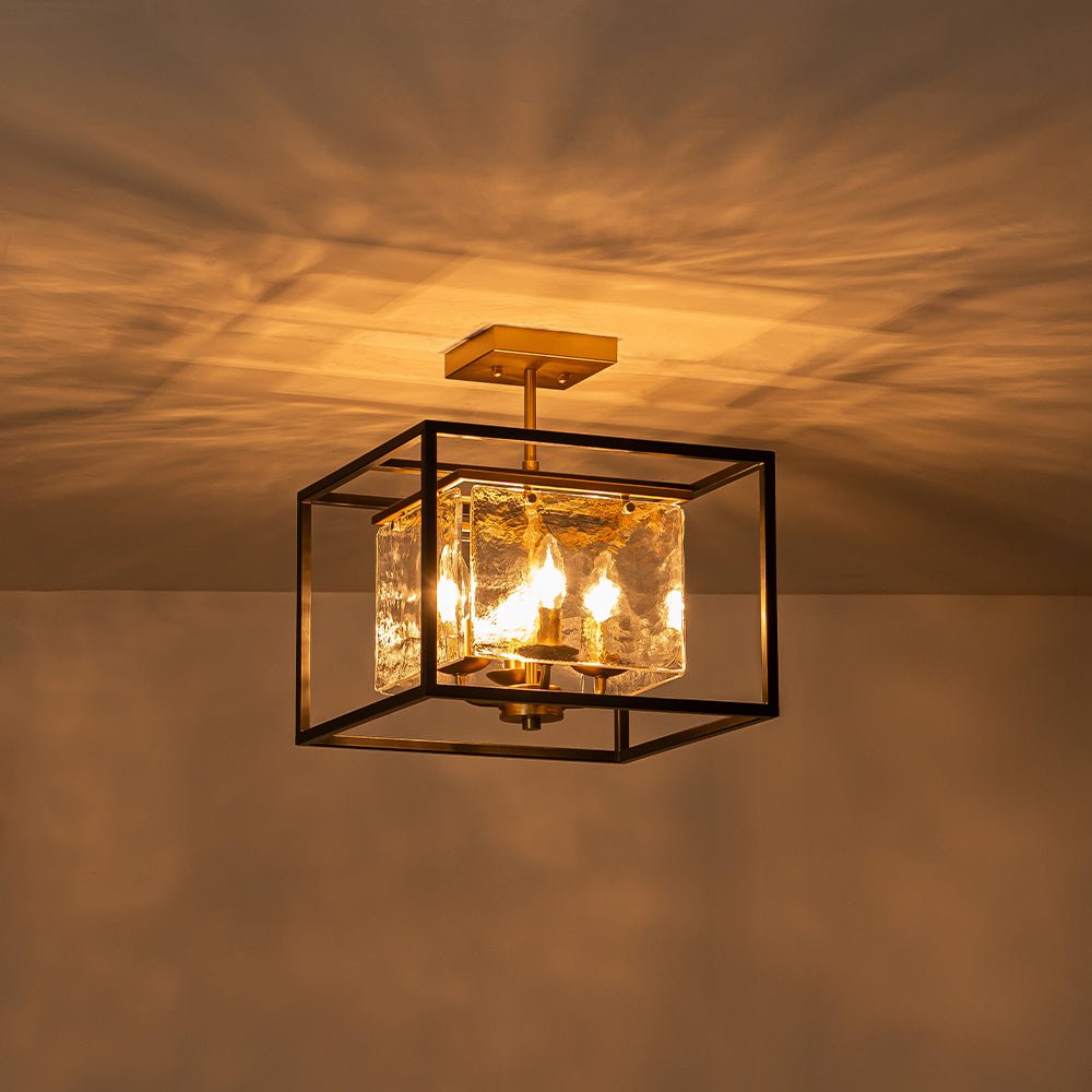 Rauduli Textured Candle Style Glass Lantern Ceiling Light