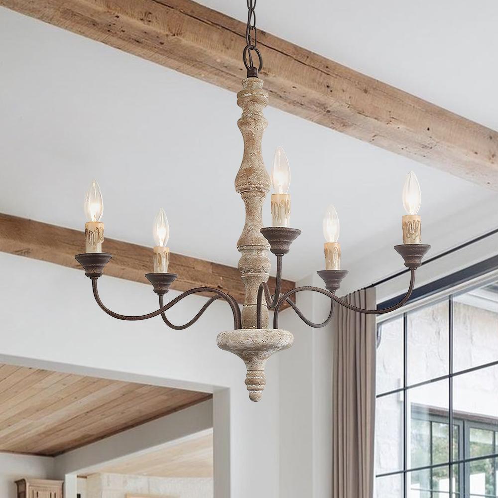 Ljomun Traditional Farmhouse Candle Metal Chandelier