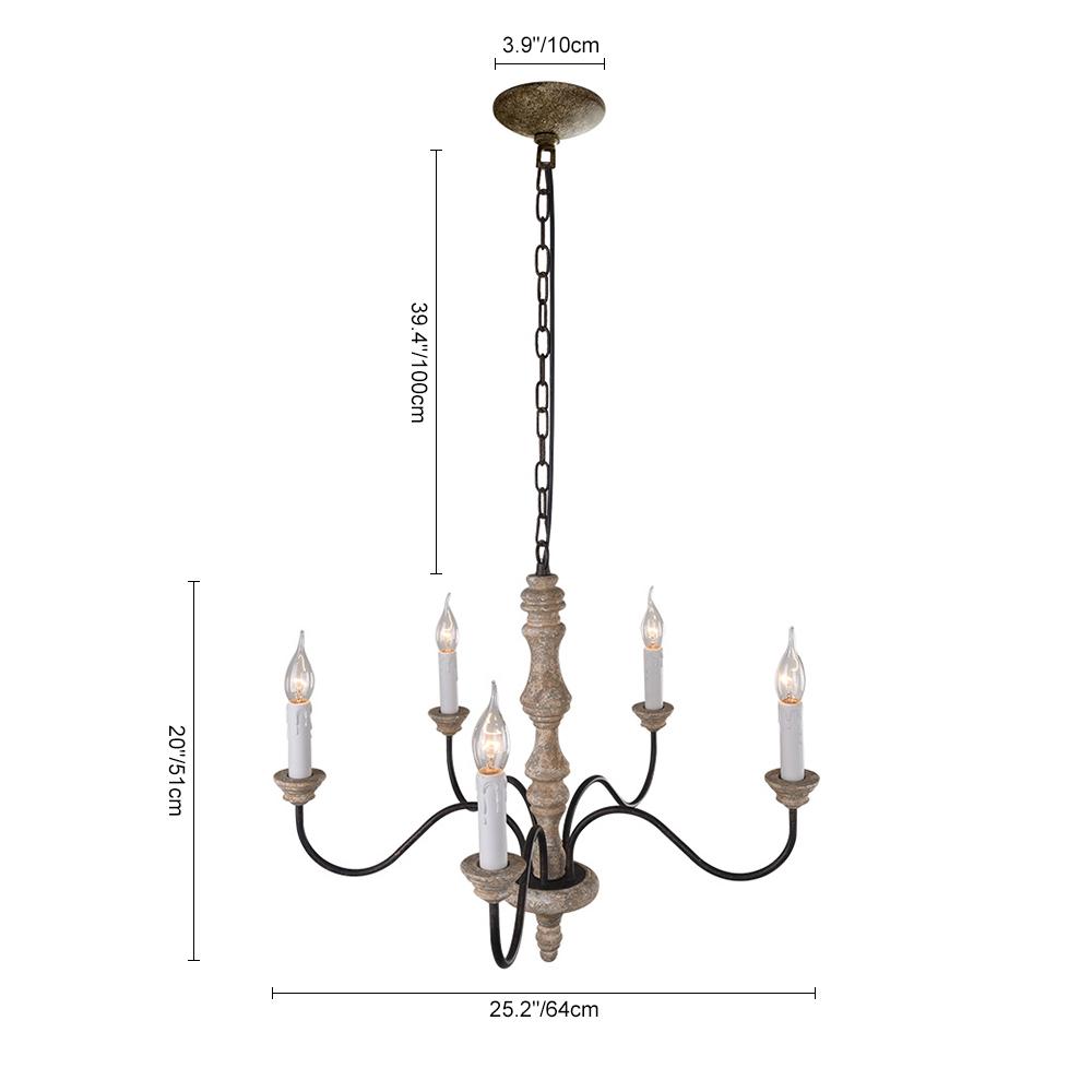 Ljomun Traditional Farmhouse Candle Metal Chandelier